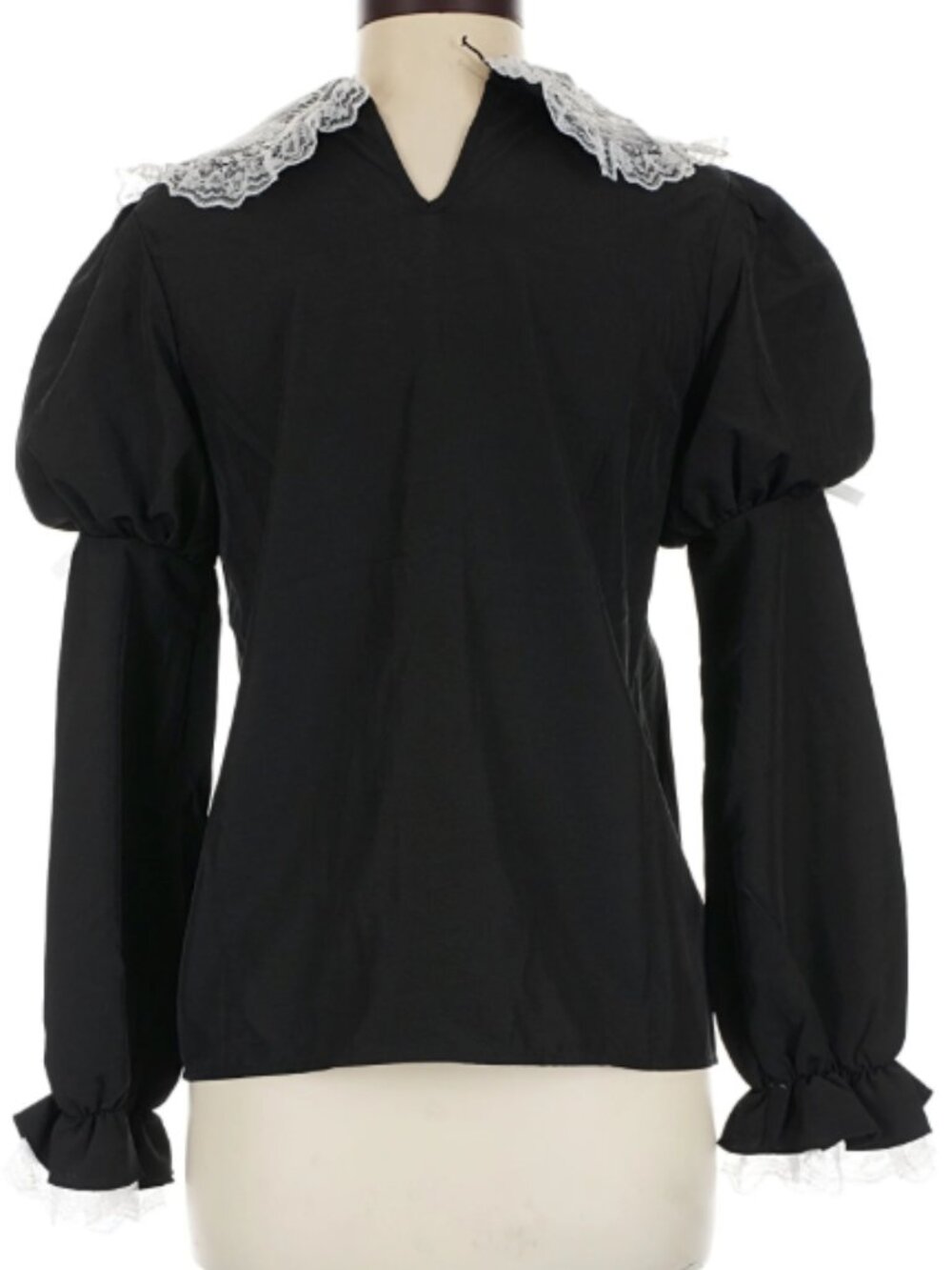 Noémie Jirai Kei Heart‑Button Lace Blouse (Black) - Picture 3 of 6